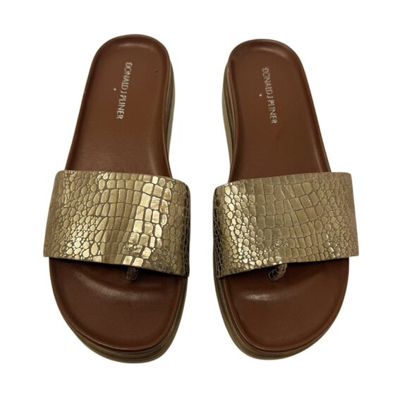 Donald Pliner Womens Fiji Platform Slide Sandals Brown Metallic gold size 8 - Picture 2 of 13